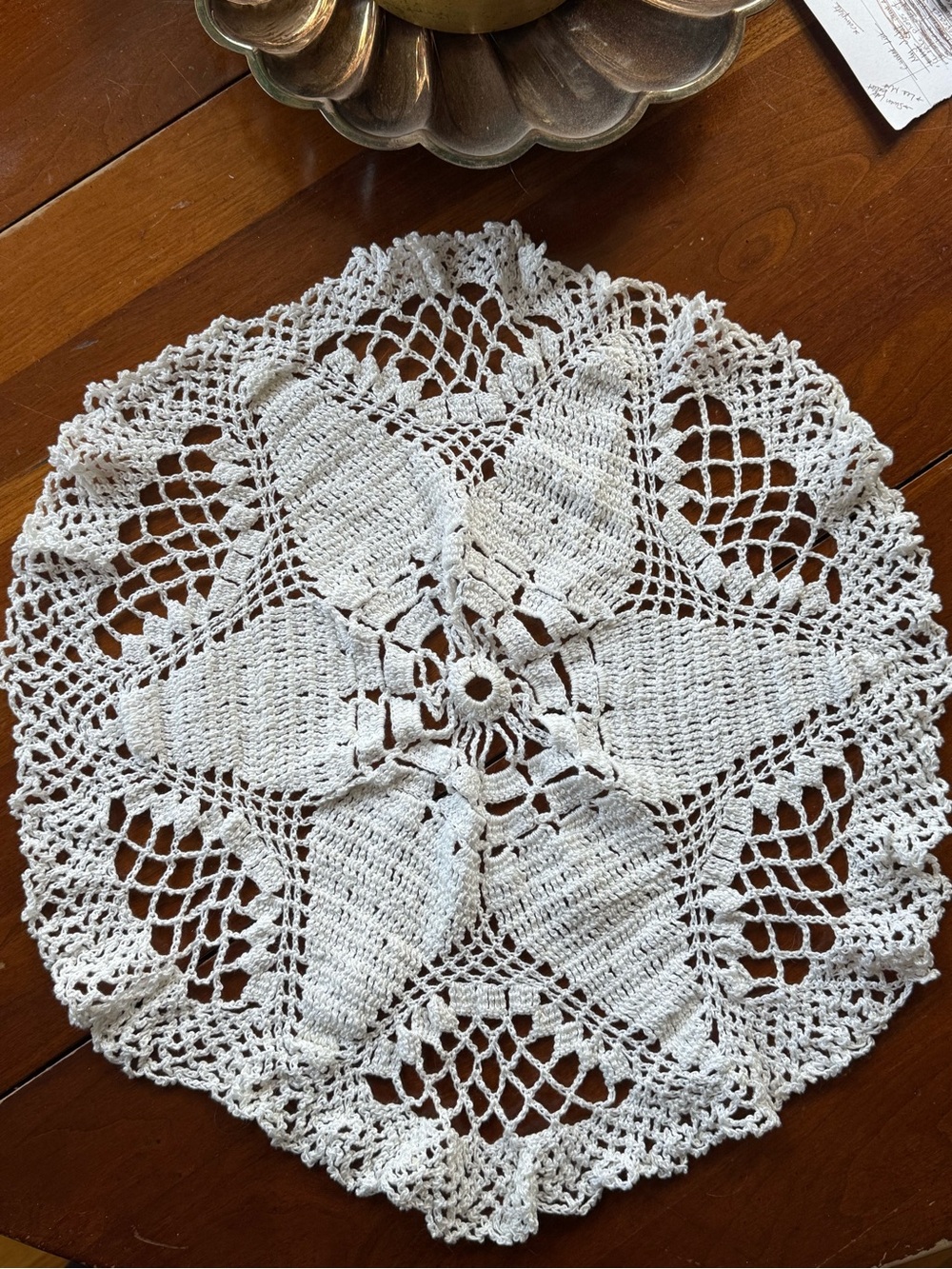 Vintage Handmade White Star Crochet Doily